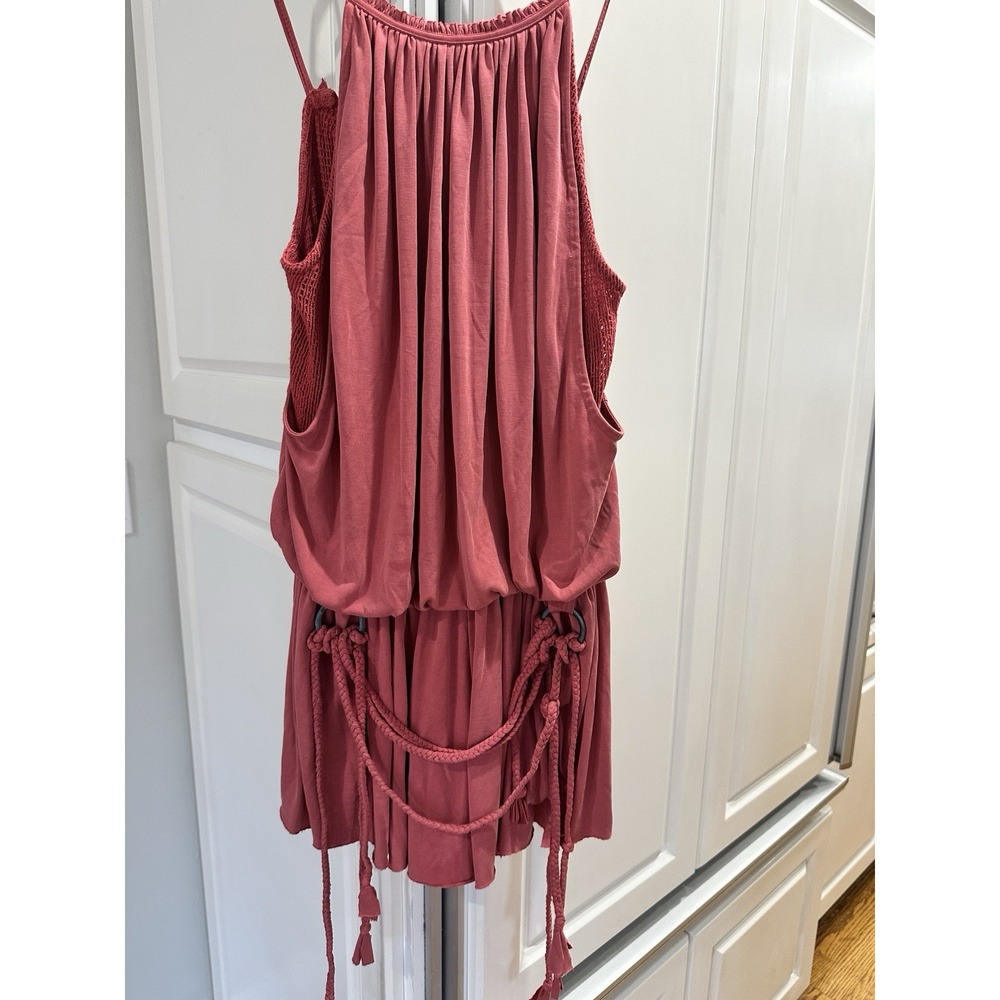 Free People Dust In The Wind Romper Small Pink Sleeveless Boho Festival Mesh